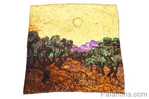 Красивый Шелковый платок картина репродукция Оливковая роща Ван Гог Оливковые деревья  