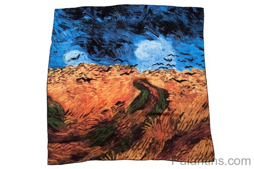 Красивый Шелковый платок картина репродукция Ван Гога Пшеничное поле с воронами  